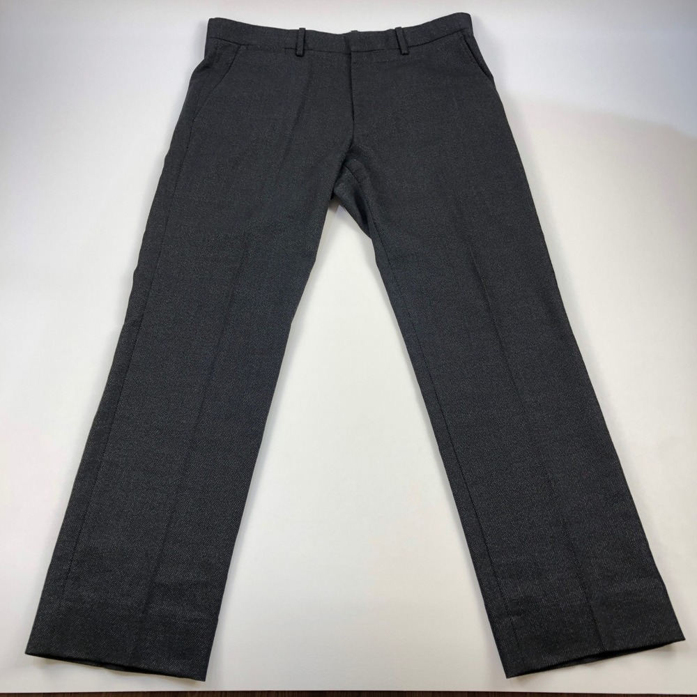 Theory Mens 34x30 Dress Pants Marlo Wolcott Charcoal Grey Virgin Wool Blend EUC